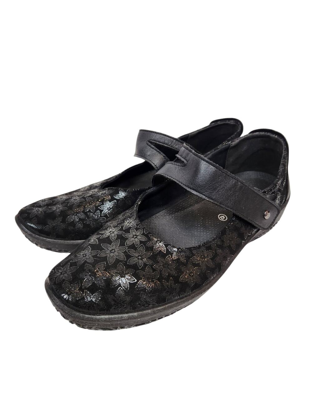 Arcopedico Cosmo Women's Black Floral Mary Jane Flats Comfort Shoes Size 42 / 11